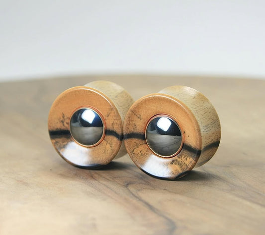 Hematite Set in Black and White Ebony